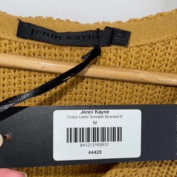 Jenni Kayne Cotton Cabin Knit Pullover Sweater Oversized Mustard Yellow Size Med